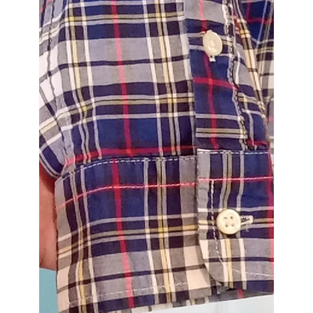 Ralph Lauren Boys XL Shirt Blue‎ Plaid Long Sleeve Button Up Polo Pony Logo